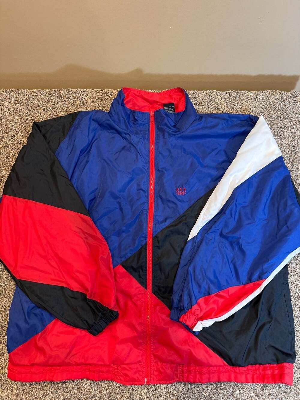 Vintage JC Penney USA Olympic Brand Apparel Colorblock Windbreaker Jacket XL